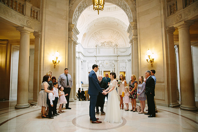 San Francisco wedding
photographer, City Hall wedding ceremony in Rotunda