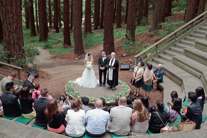 wedding ceremony at the redwood grove at the UC Berkeley Botanical Garden