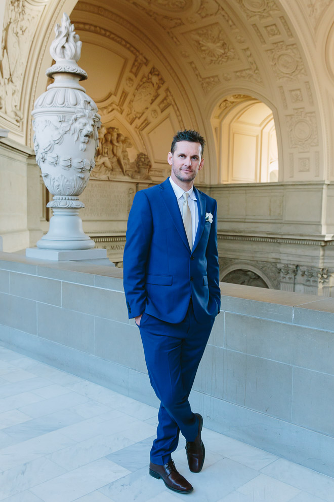 San Francisco wedding
photographer, portrait of groom at San Francisco City Hall