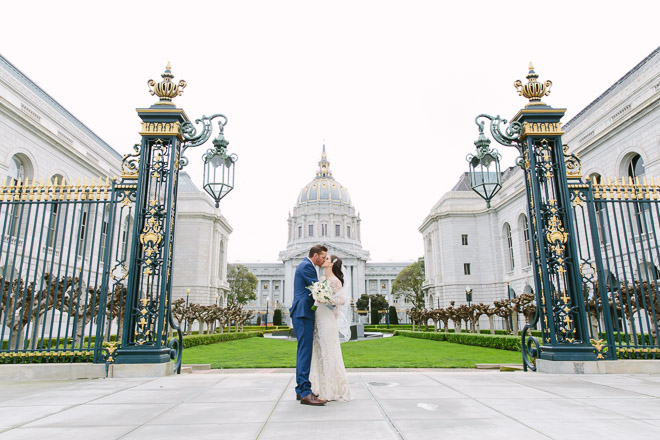 San Francisco wedding
photographer, bride and groom at their San Francisco City Hall wedding