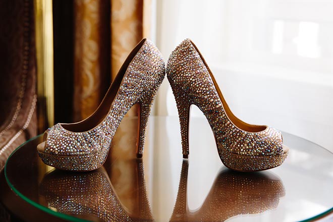 glittery wedding shoes for the bride