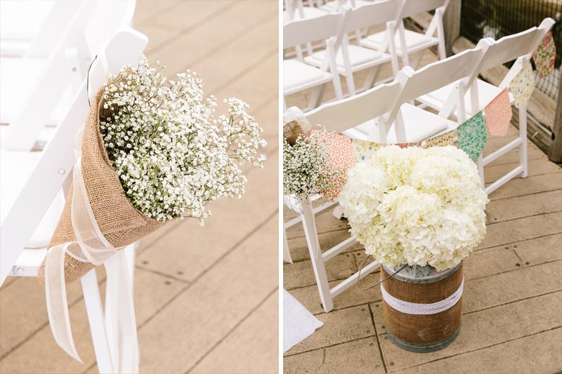 white baby's breath floral arrangement for wedding